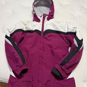 Columbia Magenta and White Hooded Jacket
